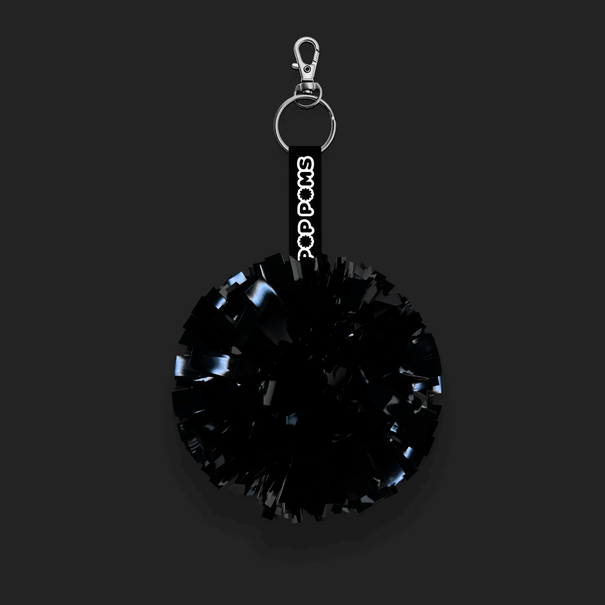 Midnight black metallic pom pom avaimenperä