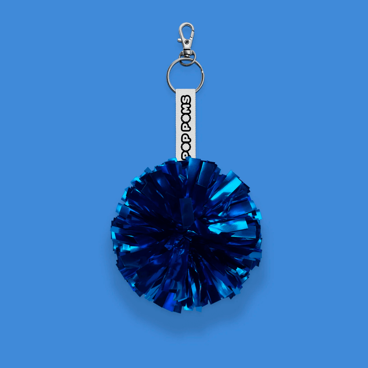 Royal blue metallic Pom Pom avaimenperä