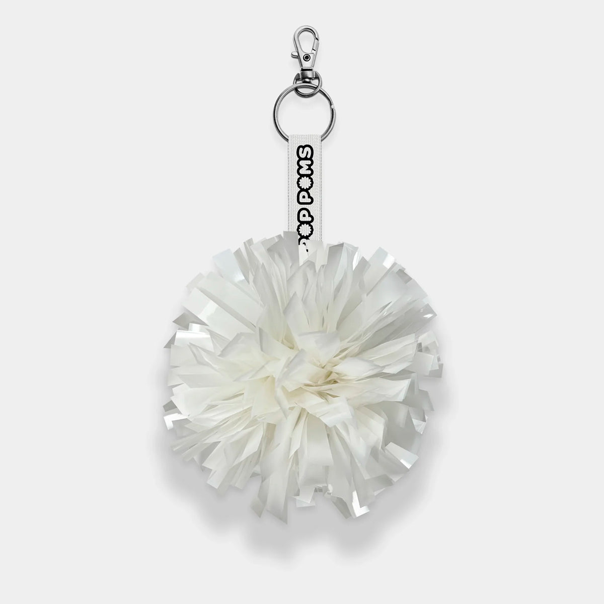 Arctic White Metallic pom pom avaimenperä