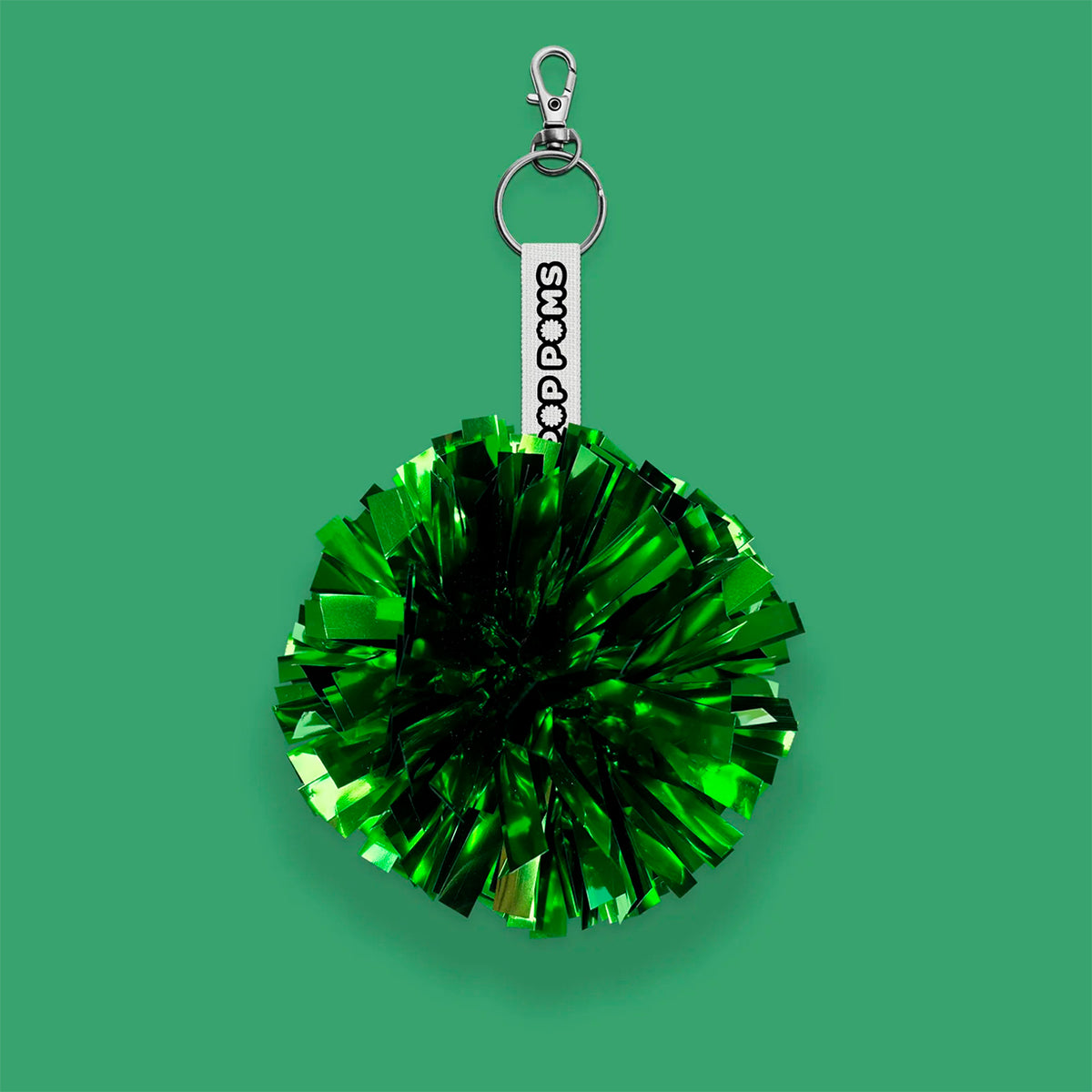 Kelly Green Metallic pom pom avaimenperä