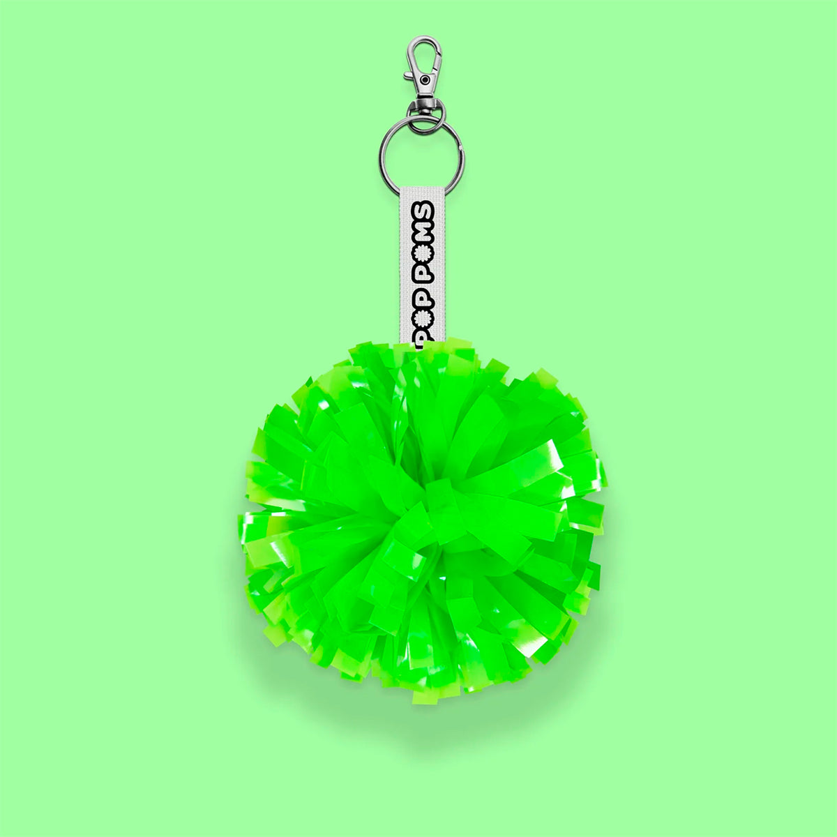 Neon Green Metallic pom pom avaimenperä