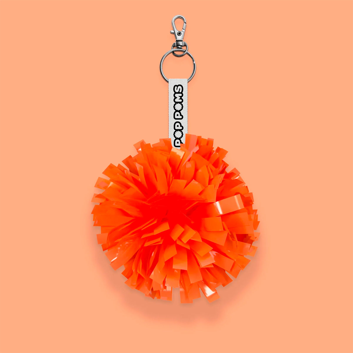 Neon Orange Metallic pom pom avaimenperä